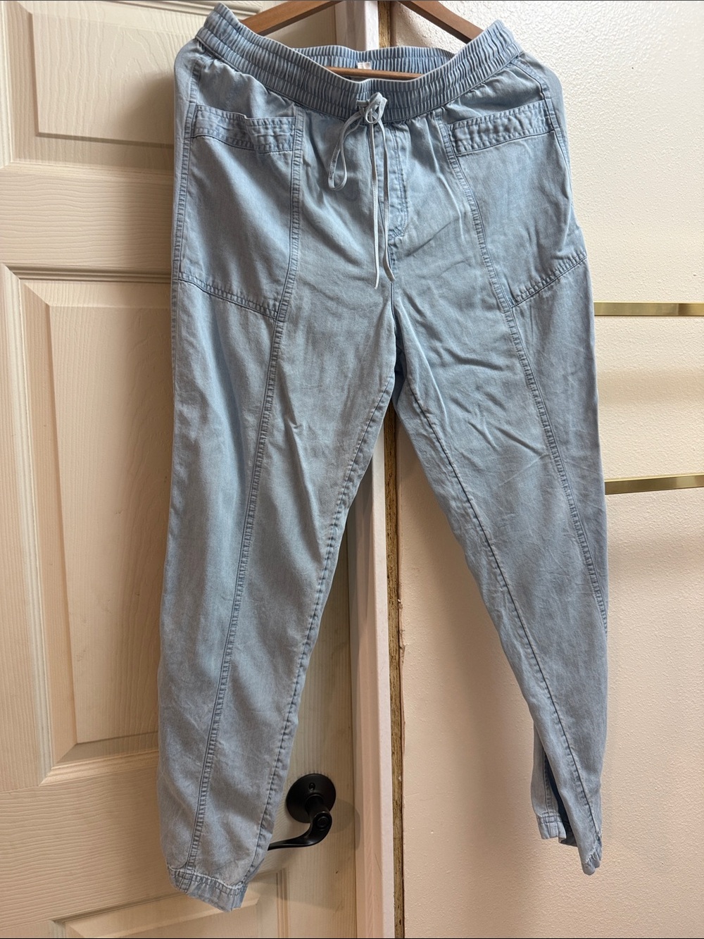 LOFT Light Blue Denim Jogger with Drawstring Waist